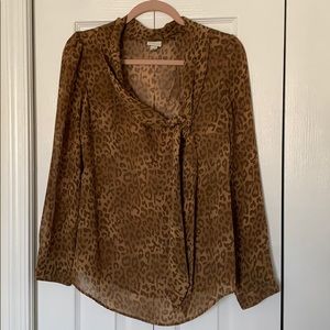 Long sleeve leopard print blouse